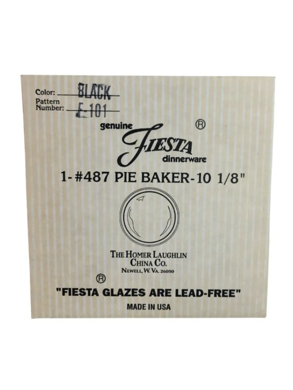 Fiesta Pie Baker Dinnerware Homer Laughlin Black #487 10 1/8